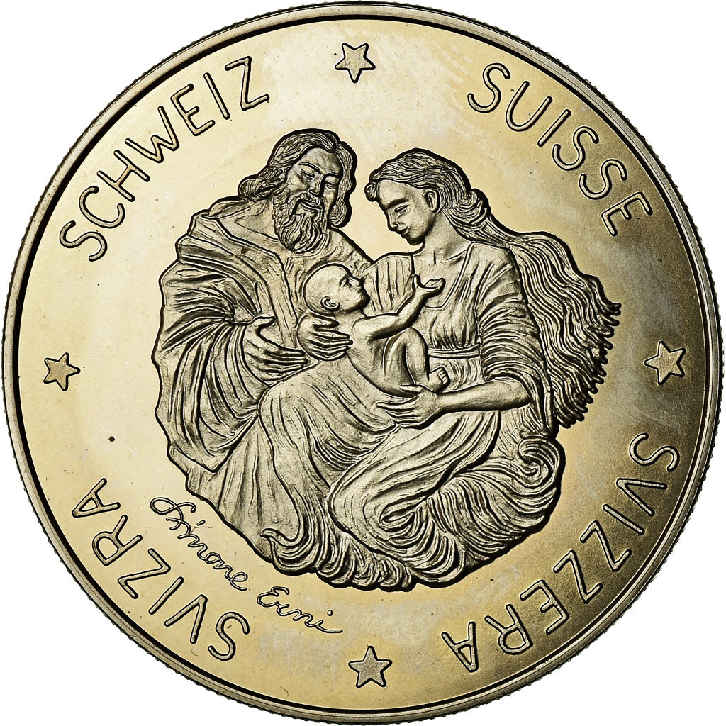 Zwitserland, Token, 5 Ecu, Weihnachten, 1995, Simone Erni, FDC, Copper-nickel