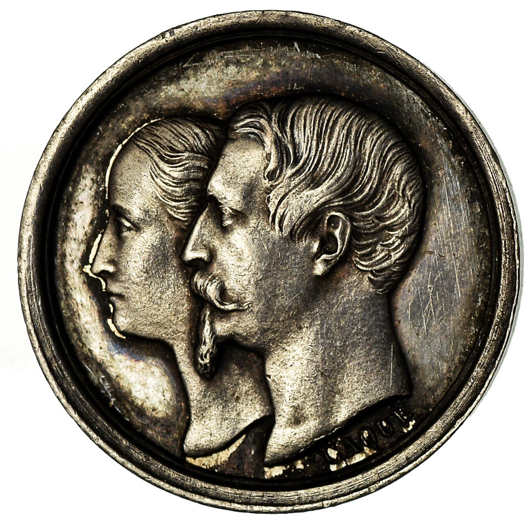 France, Medal, Naissance de Napoléon IV, Quinaire, 1856, Caqué, MS(63), Silver