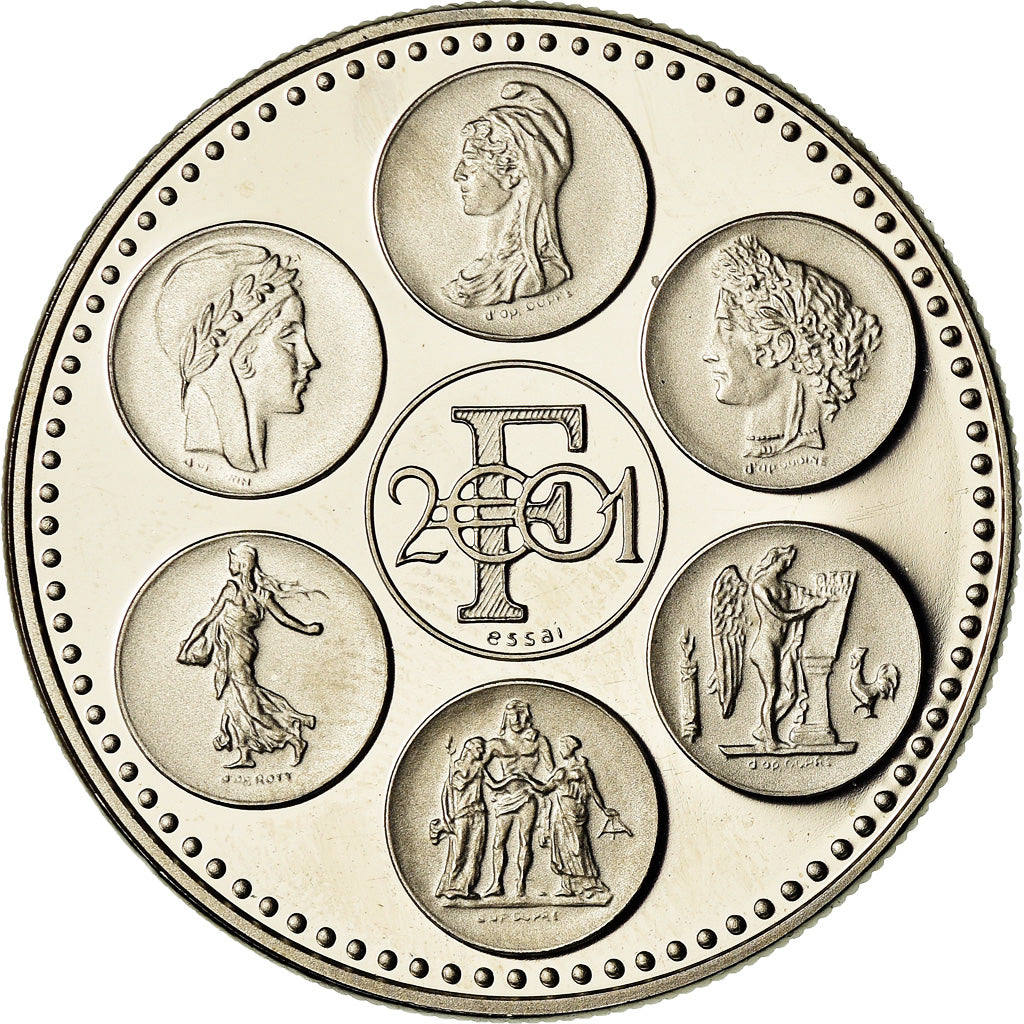 France, Medal, Coq, Fin du Cours Légal du Franc, Politics, Society, War, 2001