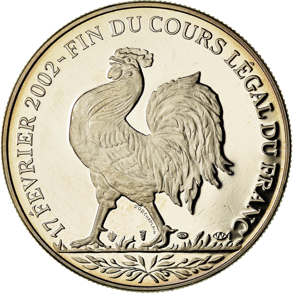 France, Medal, Coq, Fin du Cours Légal du Franc, Politics, Society, War, 2001