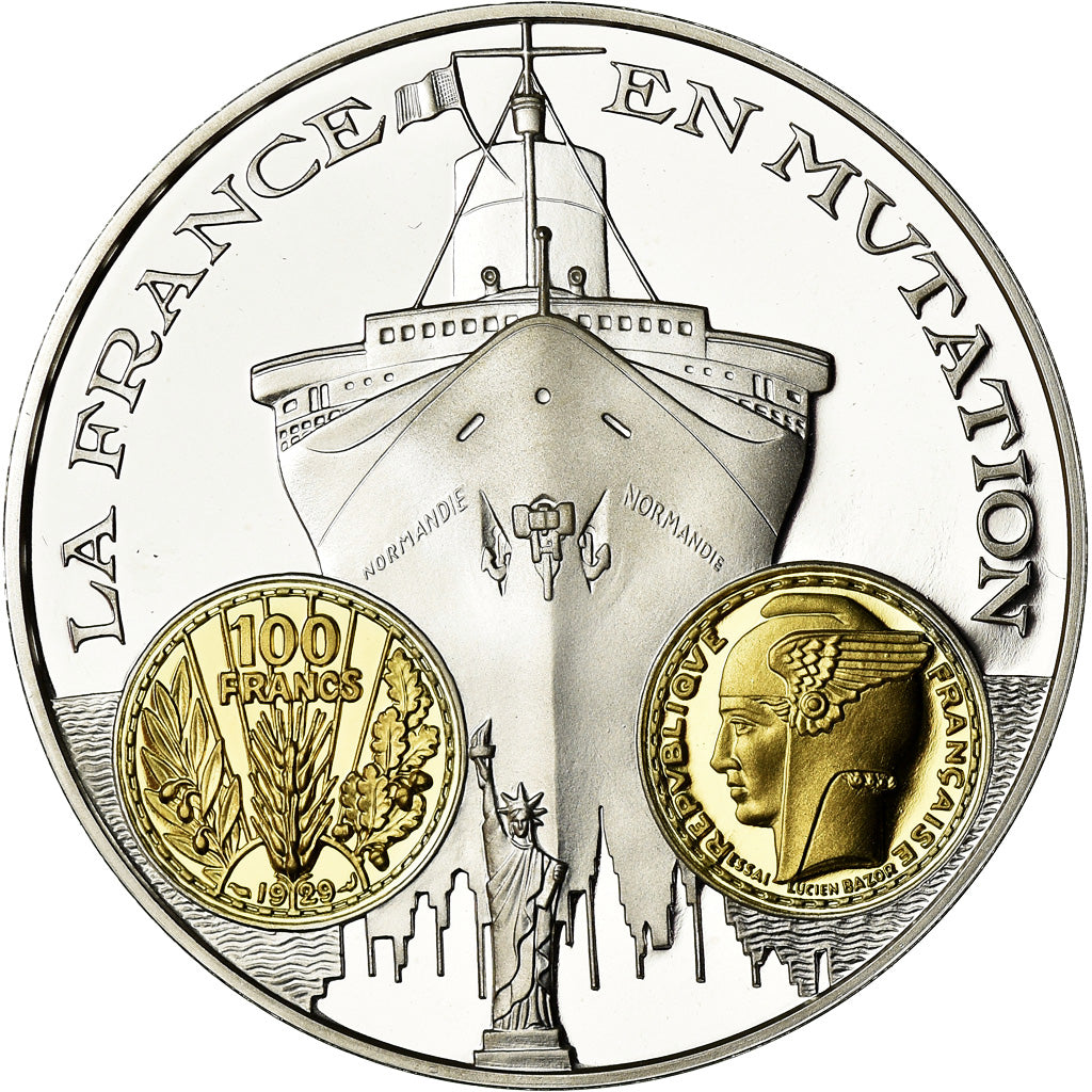 France, Medal, Histoire Monétaire, 100 Francs Bazor, MS(65-70), Silver