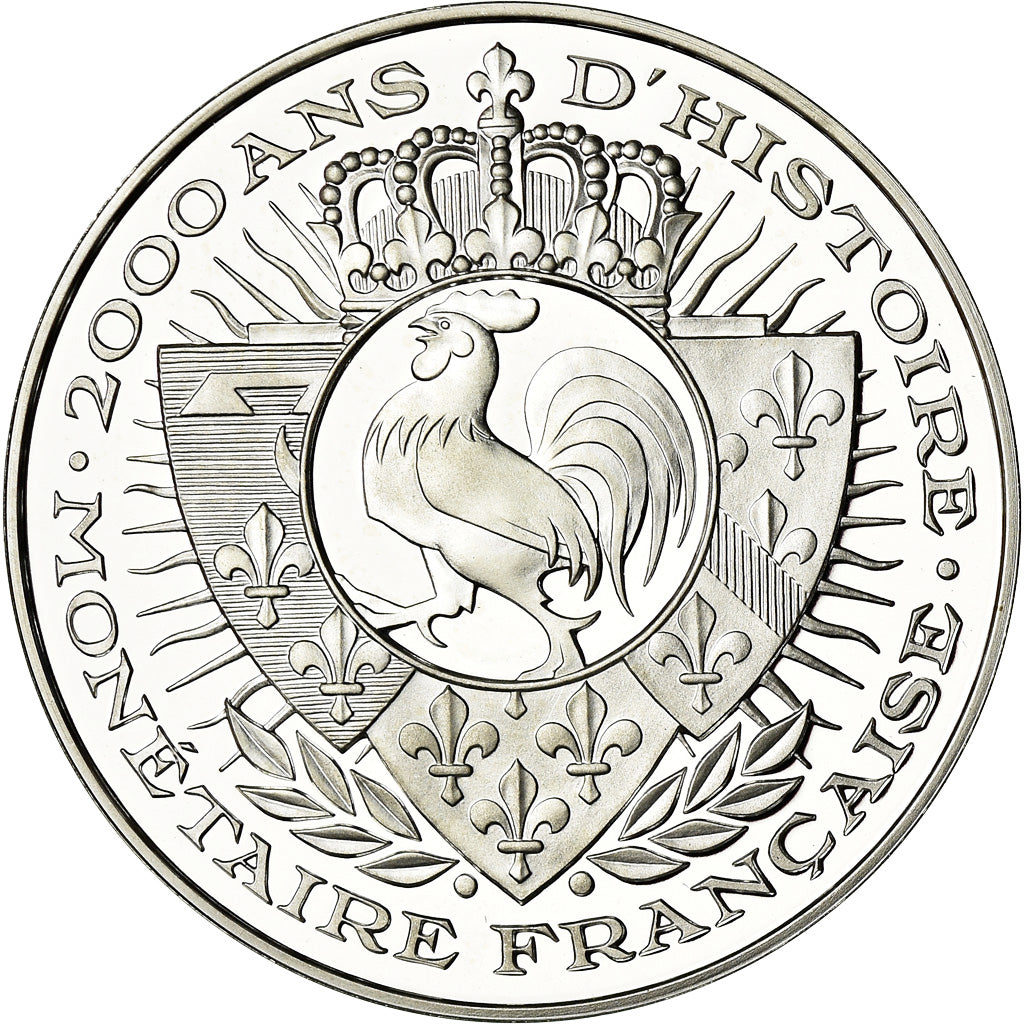 France, Medal, Histoire Monétaire, Denier Charles II, MS(65-70), Silver