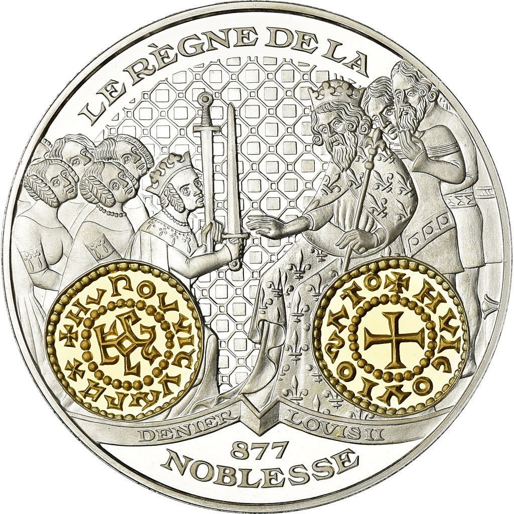 France, Medal, Histoire Monétaire, Denier de Louis II, MS(65-70), Silver