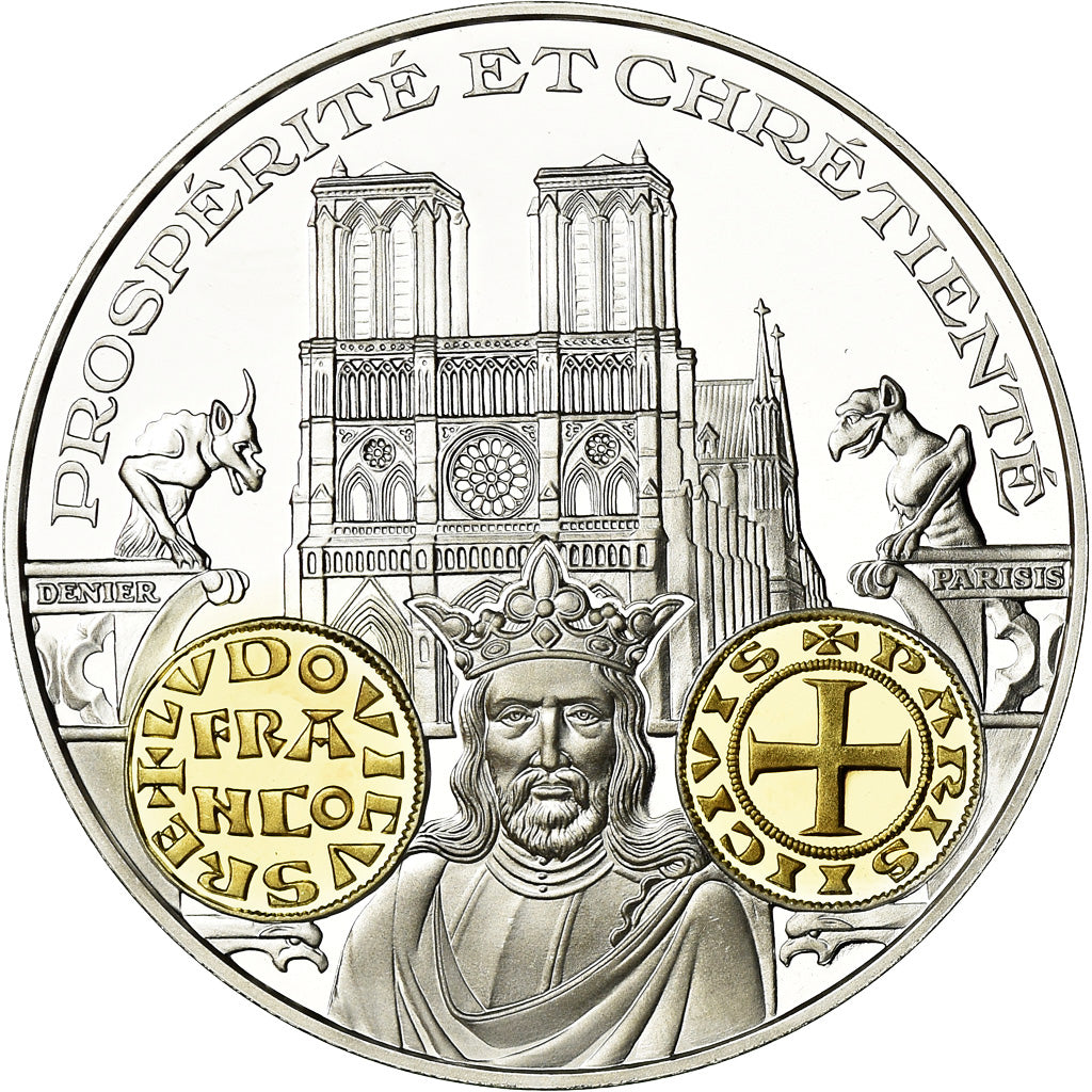 France, Medal, Histoire Monétaire, Denier Parisis, Louis VII, MS(65-70), Silver