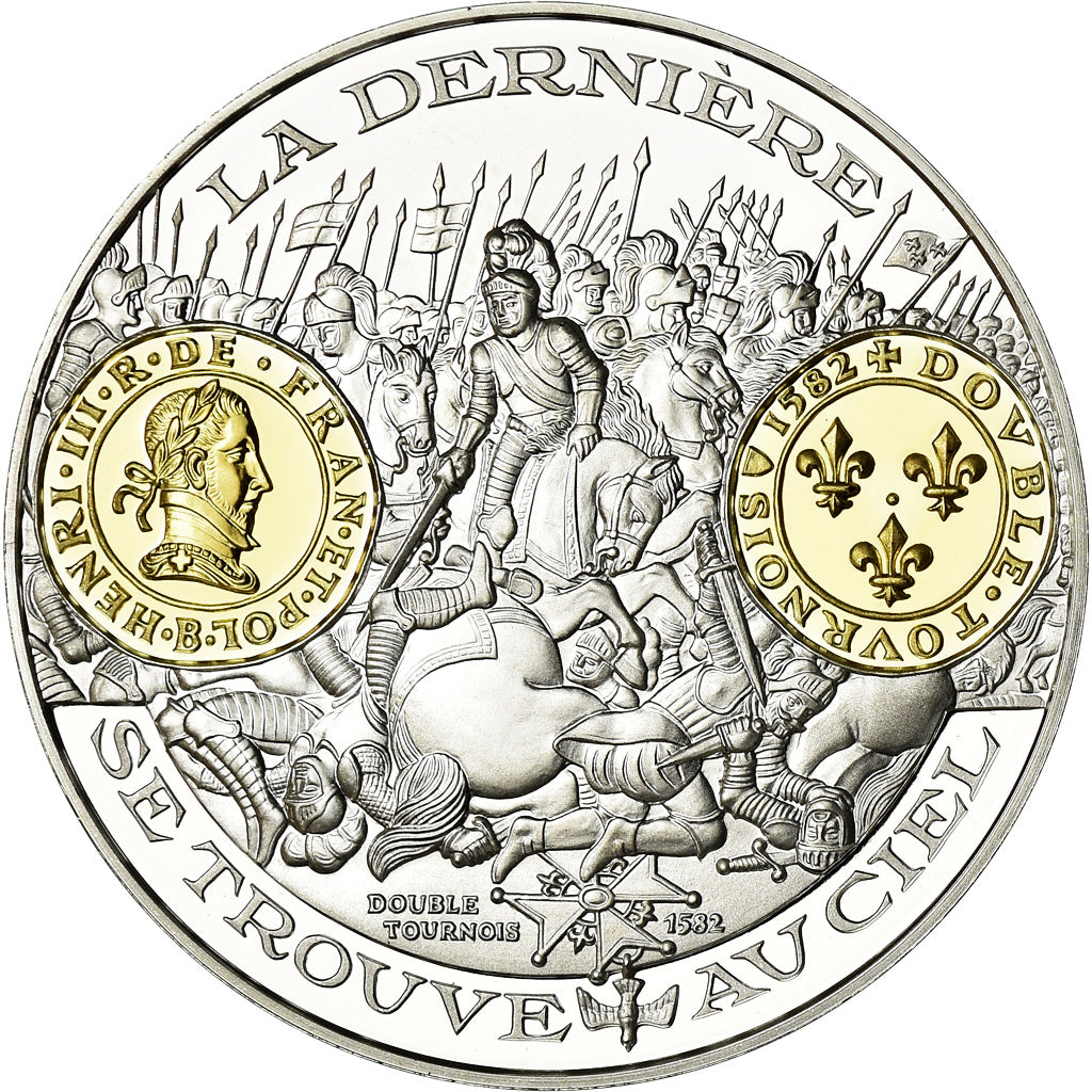 Francia, medalla, Histoire Monétaire, Double Tournois Henri III, FDC, Plata