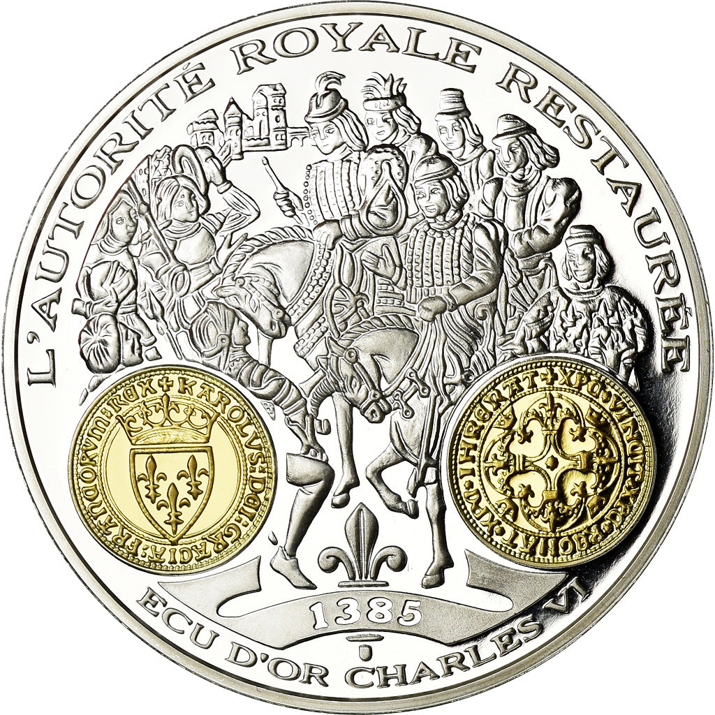 France, Medal, Histoire Monétaire, Ecu d'Or Charles VI, MS(65-70), Silver