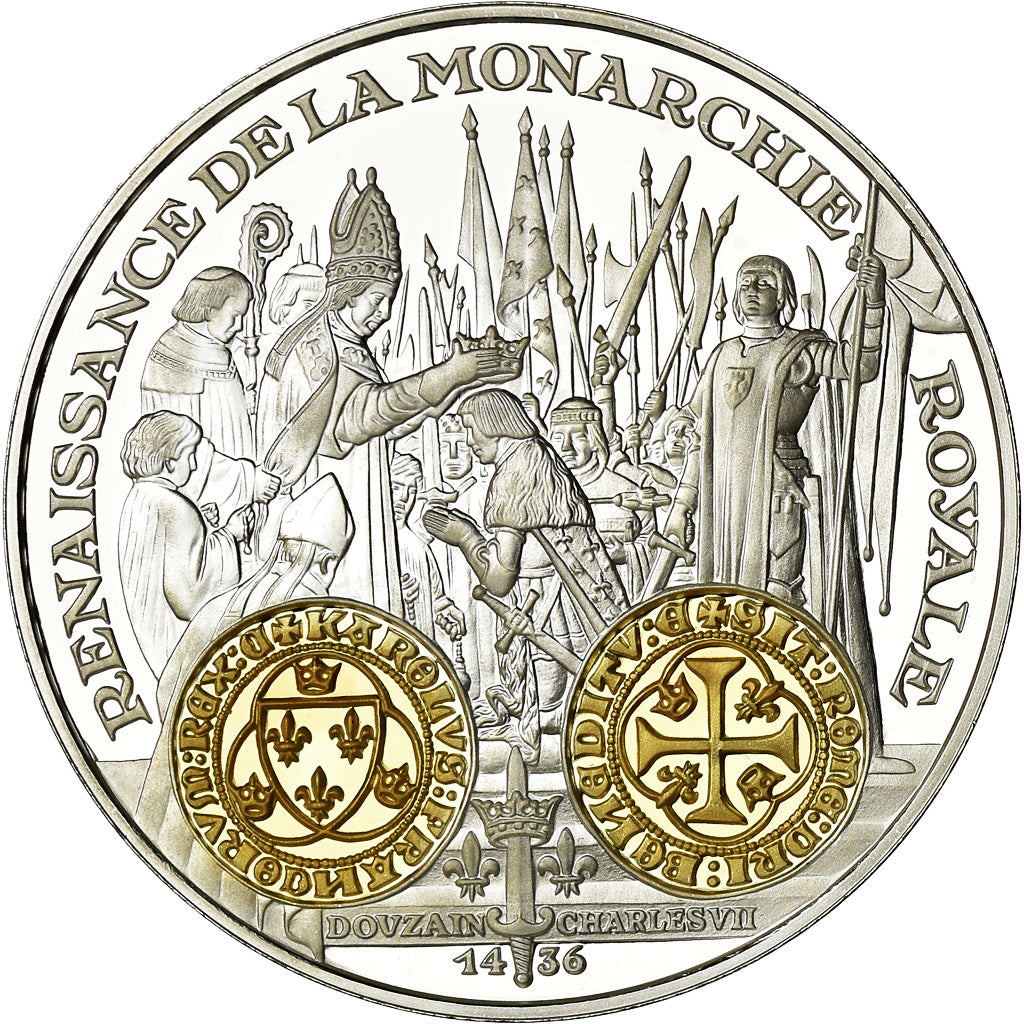 France, Médaille, Histoire Monétaire, Douzain Charles VII, FDC, Argent
