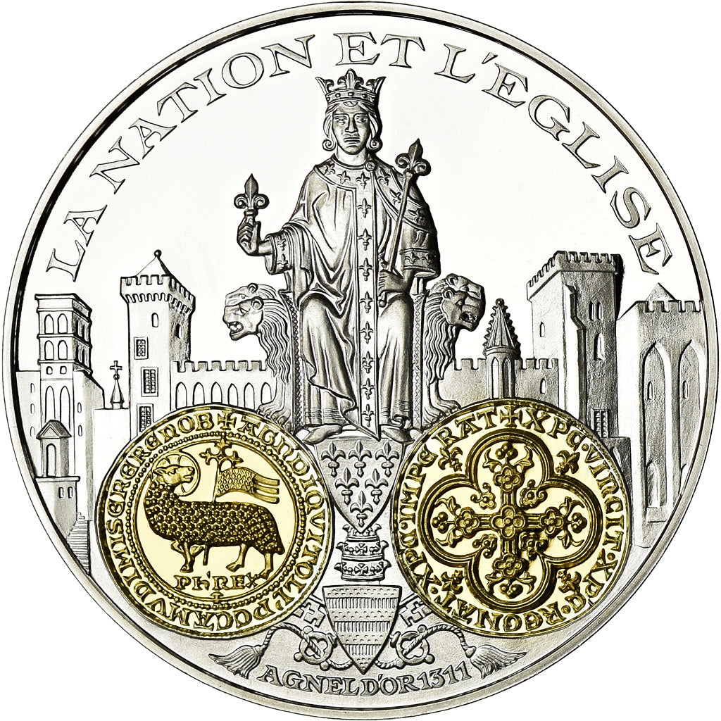 France, Medal, 2000 Ans d'Histoire Monétaire, Agnel d'Or, MS(65-70), Silver