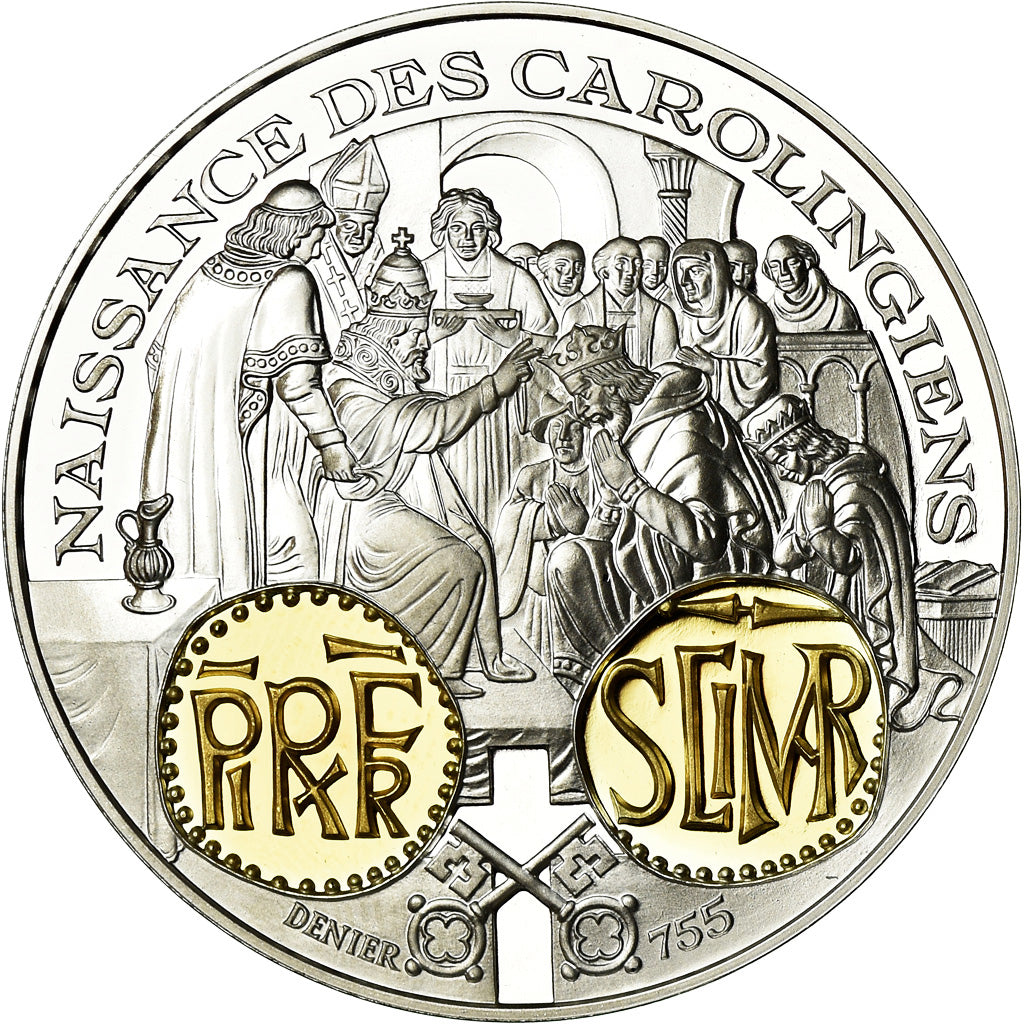 France, Medal, Histoire Monétaire, Denier Carolingien, MS(65-70), Silver
