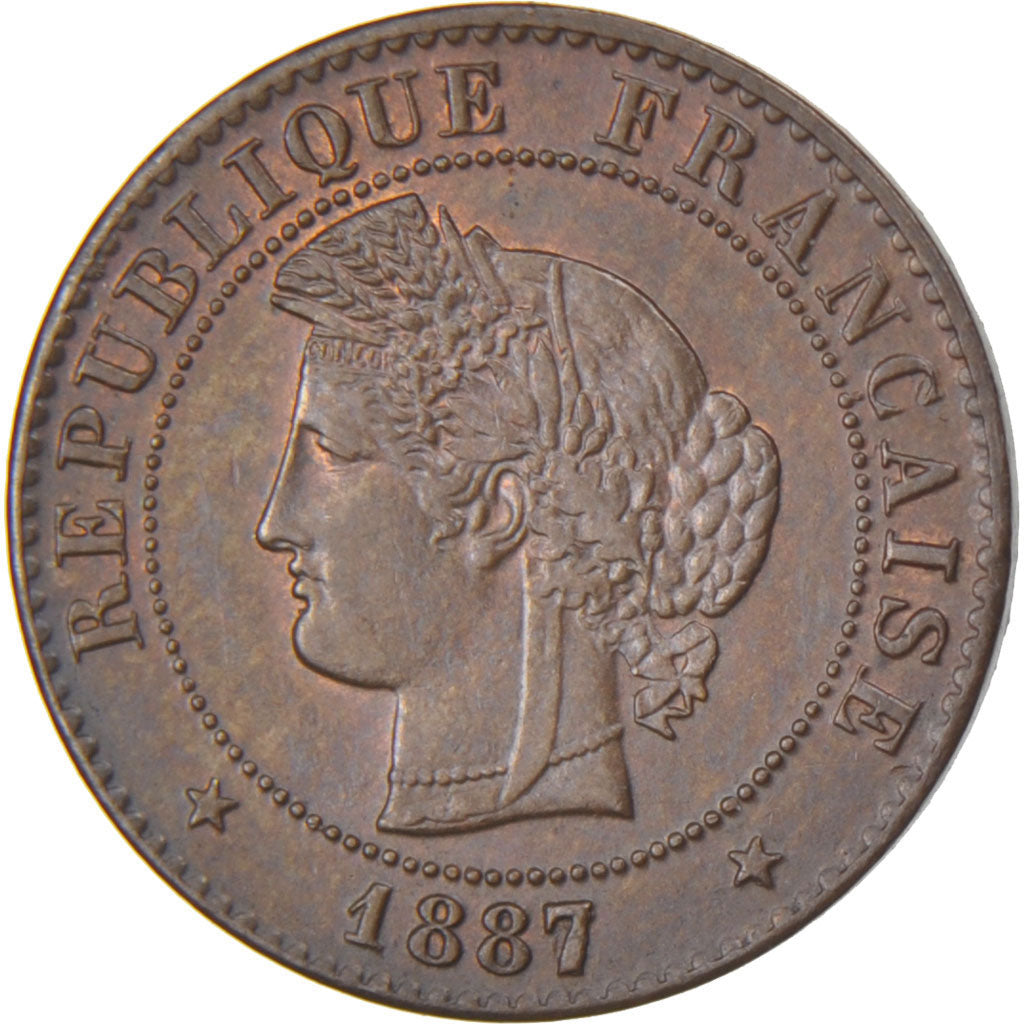 FRANCE, Cérès, Centime, 1887, Paris, KM #826.1, AU(55-58), Bronze, Gadoury #88, 