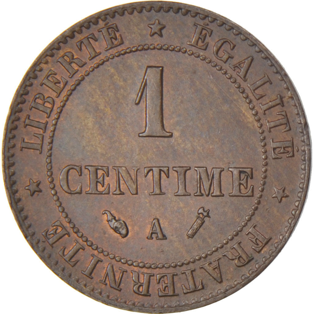 FRANCE, Cérès, Centime, 1887, Paris, KM #826.1, AU(55-58), Bronze, Gadoury #88, 