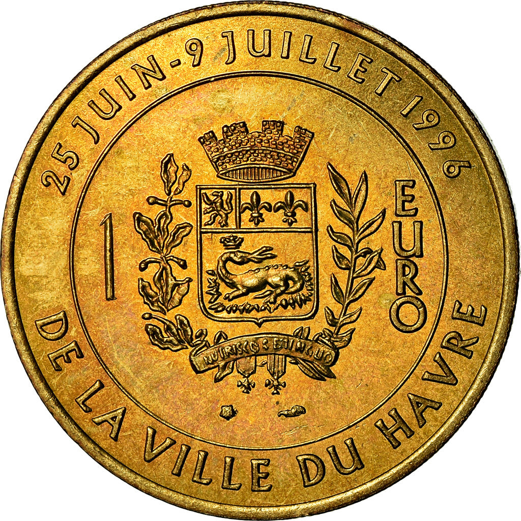 Frankrijk, Medaille, 1 Euro de la Ville du Havre, Pont de Normandie, 1996, FDC