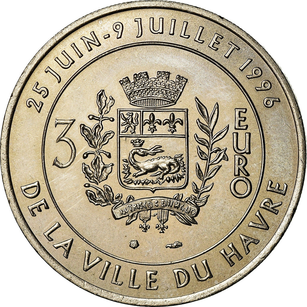 Frankrijk, Medaille, 3 Euro Ville du Havre, Pont de Normandie, 1996, FDC