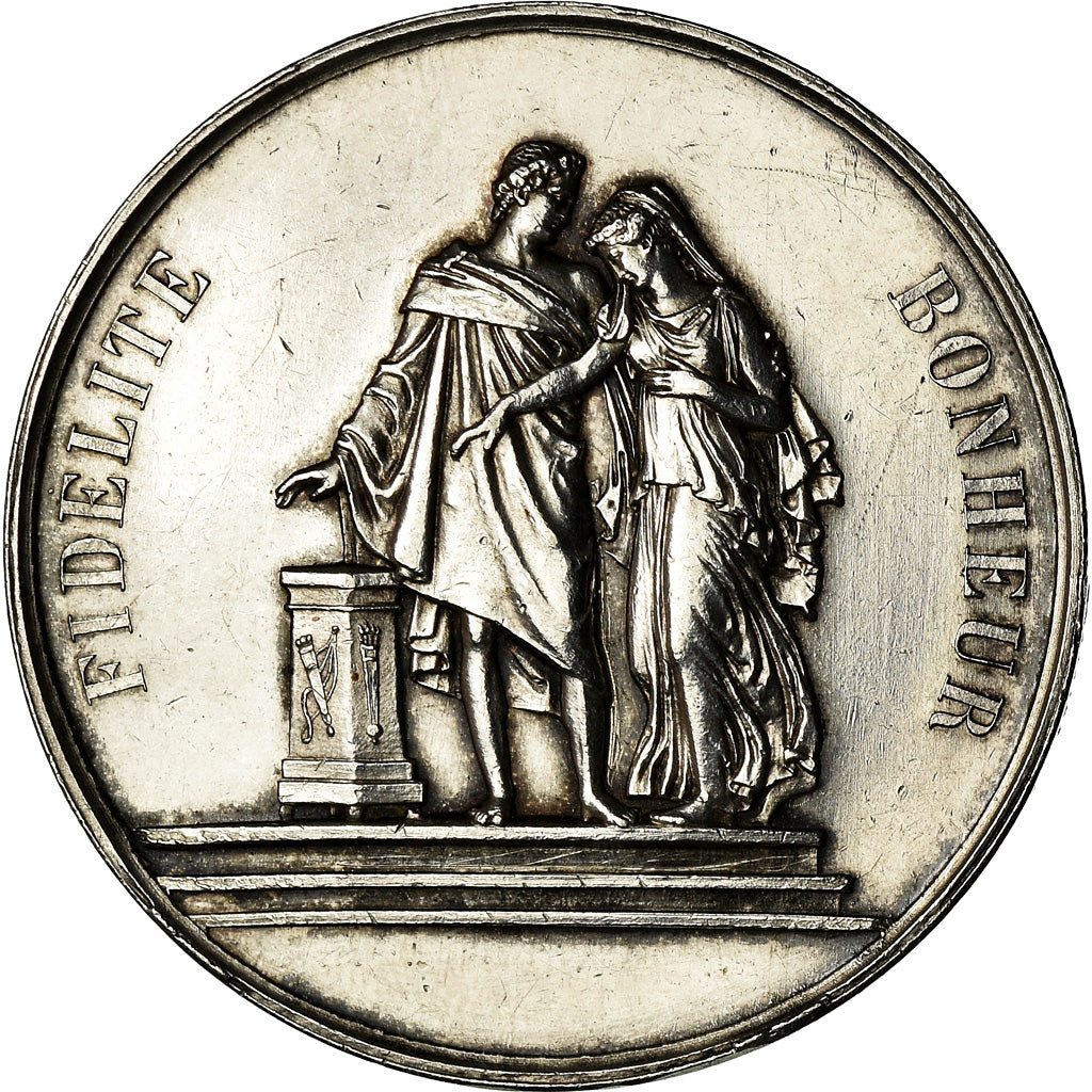 Francja, Medal, Mariage, Religion, Fidélité Bonheur, AU(55-58), Srebro