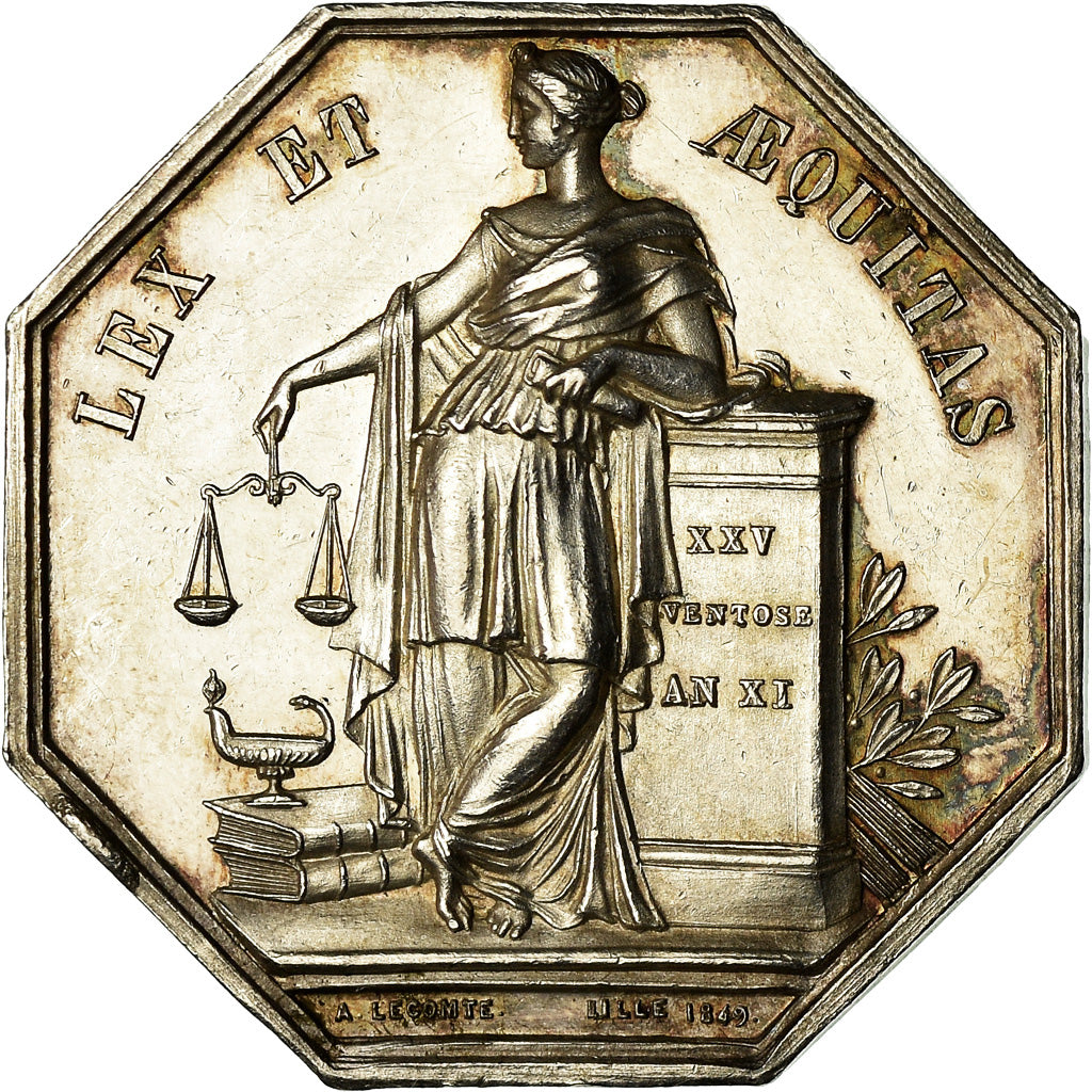 France, Token, Notaires de l'Arrondissement de Lille, Lecomte, MS(63), Silver