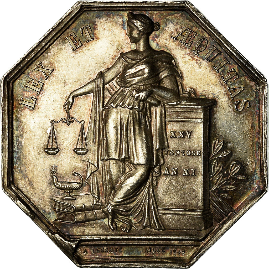France, Token, Notaires de l'Arrondissement de Lille, Lecomte, MS(63), Silver