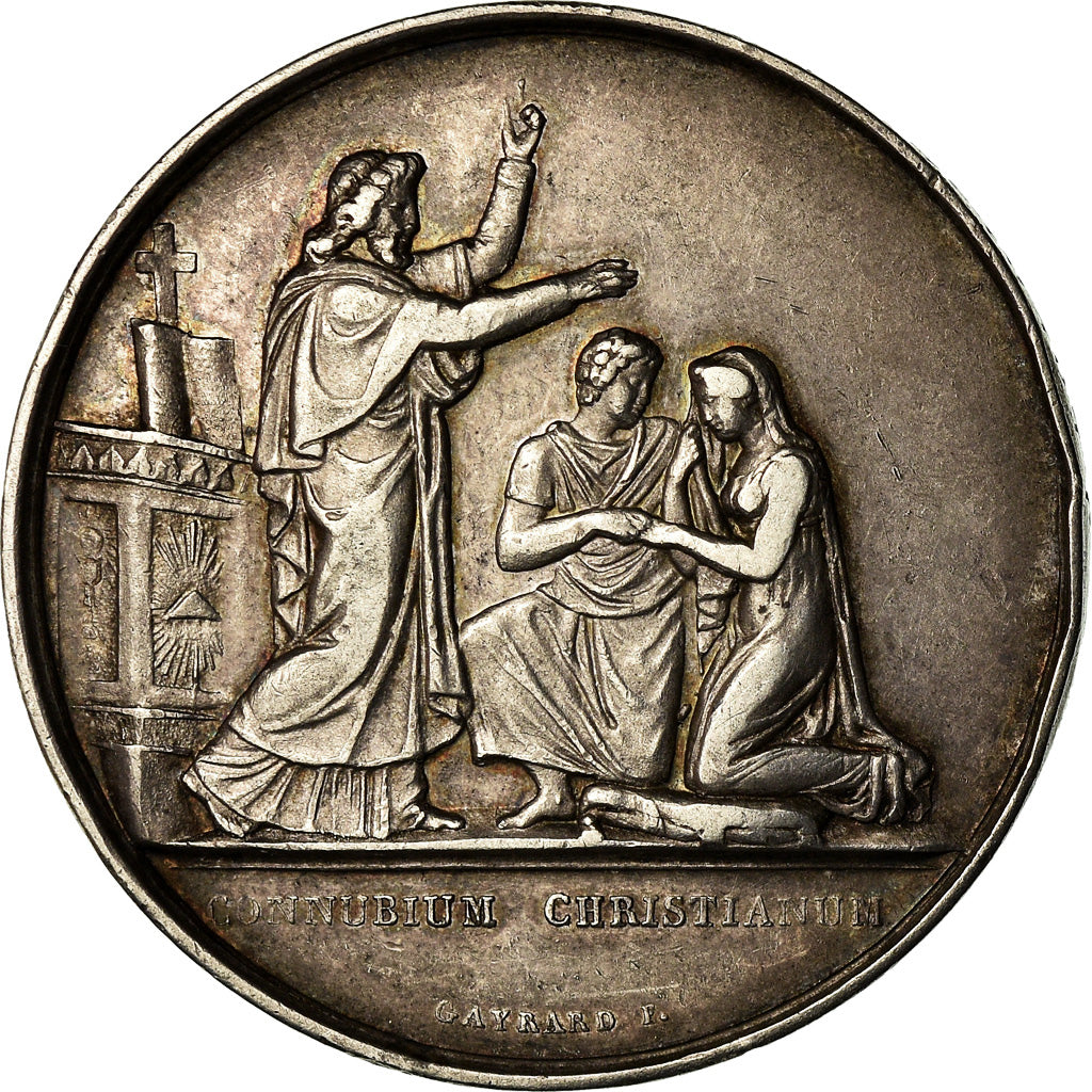 France, Médaille, Noces, Mariage, Religion, 1858, Gayrard, SUP, Argent