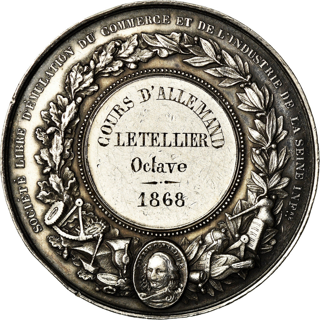 Frankrijk, Medaille, Société d'Emulation du Commerce, Seine Inférieure, 1868