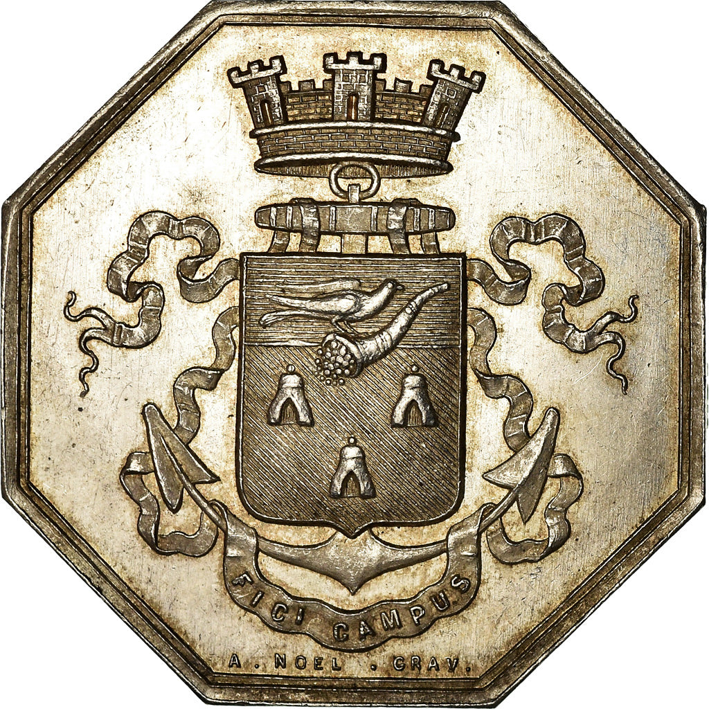 France, Token, Chambre de Commerce de Fécamp, 1825, Noël, MS(60-62), Silver
