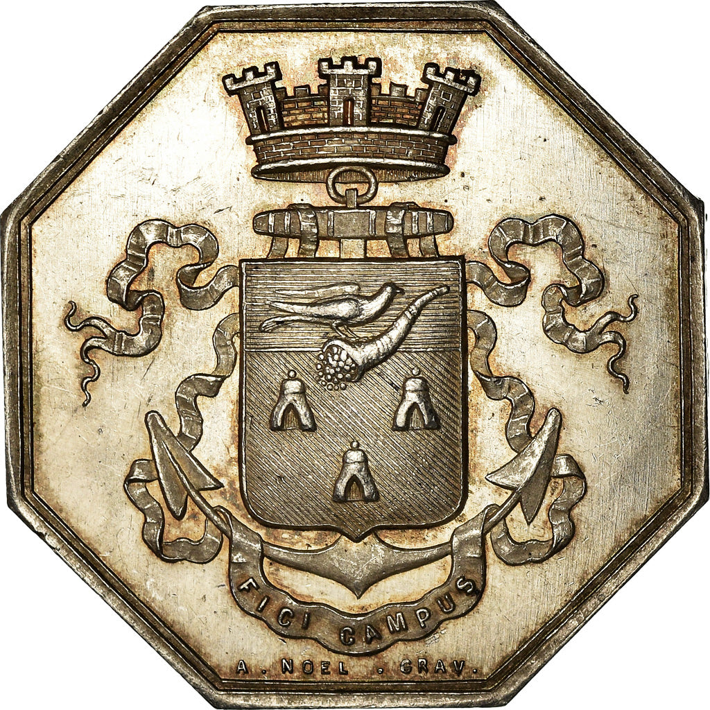 France, Token, Chambre de Commerce de Fécamp, 1825, Noël, MS(60-62), Silver