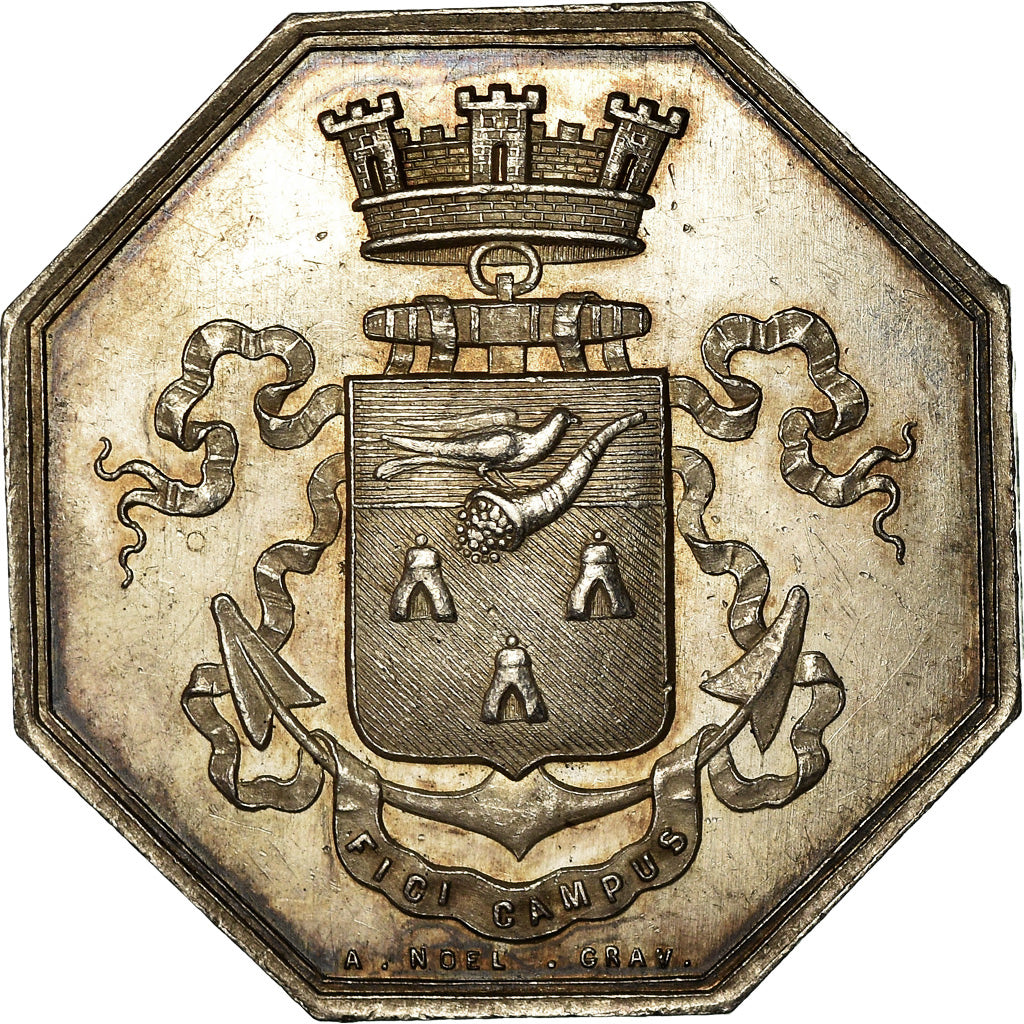 France, Token, Chambre de Commerce de Fécamp, 1825, Noël, MS(60-62), Silver