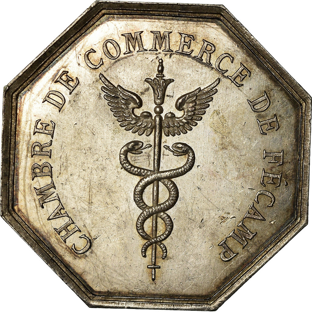 France, Token, Chambre de Commerce de Fécamp, 1825, Noël, MS(60-62), Silver