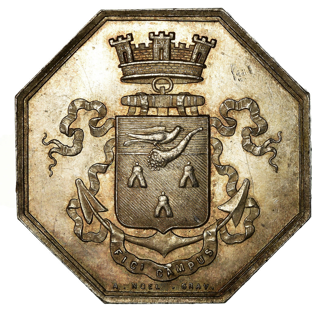 France, Token, Chambre de Commerce de Fécamp, 1825, Noël, AU(55-58), Silver