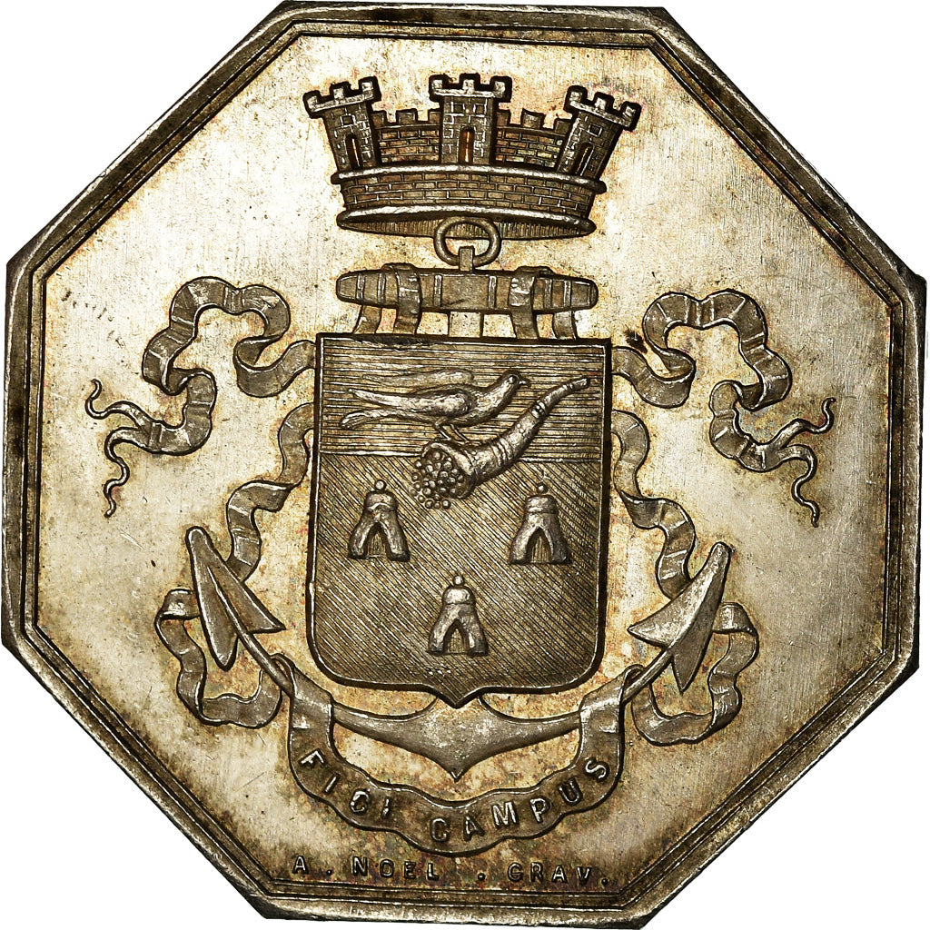 France, Token, Chambre de Commerce de Fécamp, 1825, Noël, AU(55-58), Silver