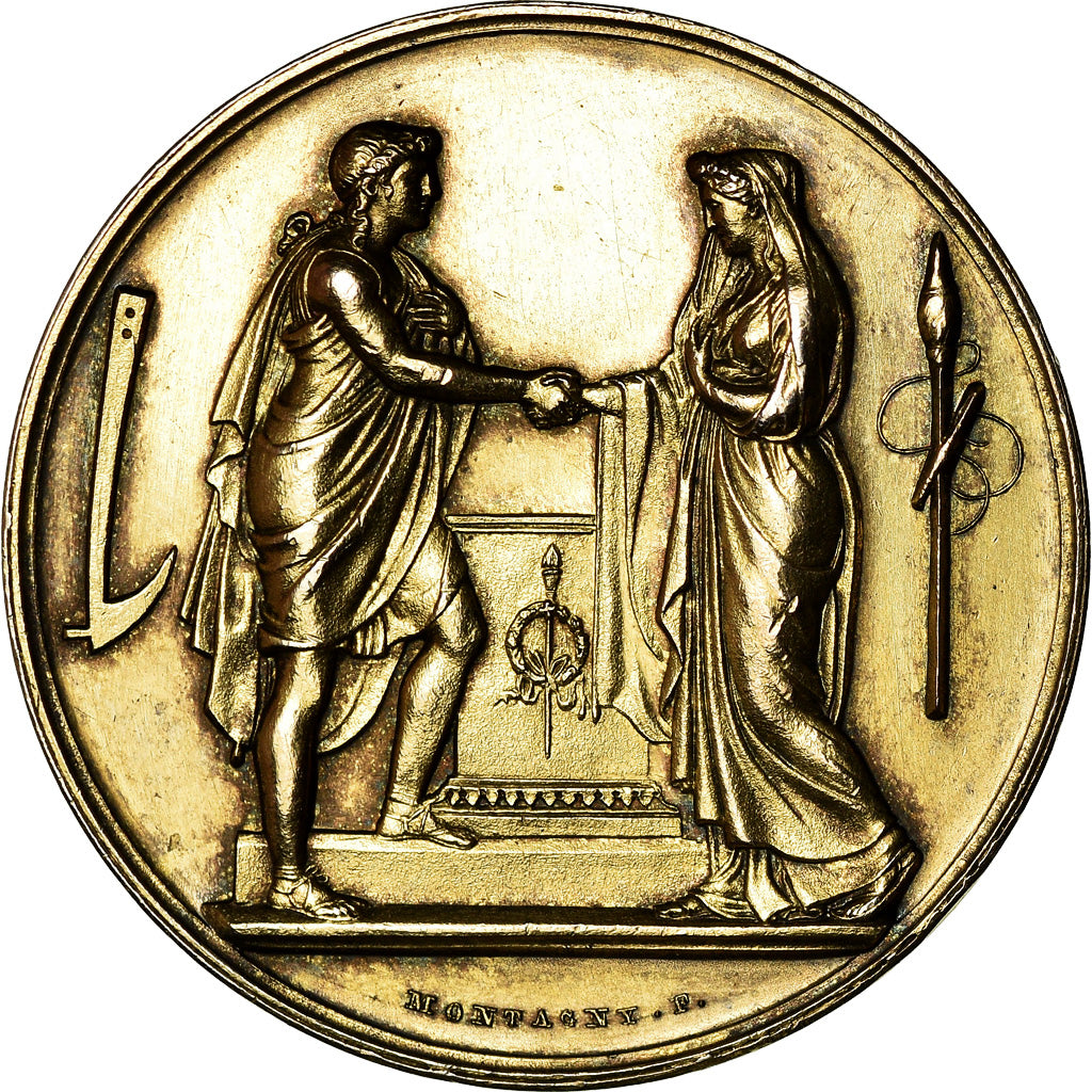 Frankrijk, Medaille, Noces, Mariage, Religion, 1890, Montagny, PR+, Vermeil