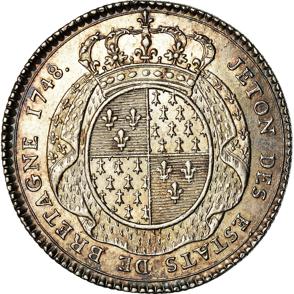 France, Token, Louis XV, États de Bretagne, Rennes, 1748, Duvivier, MS(60-62)