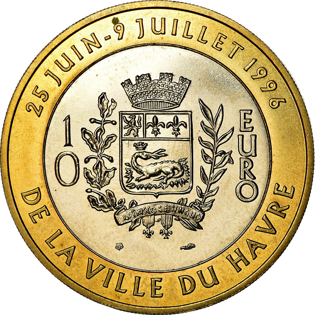 France, Médaille, 10 Euro, Ville du Havre, Pont de Normandie, 1996, FDC