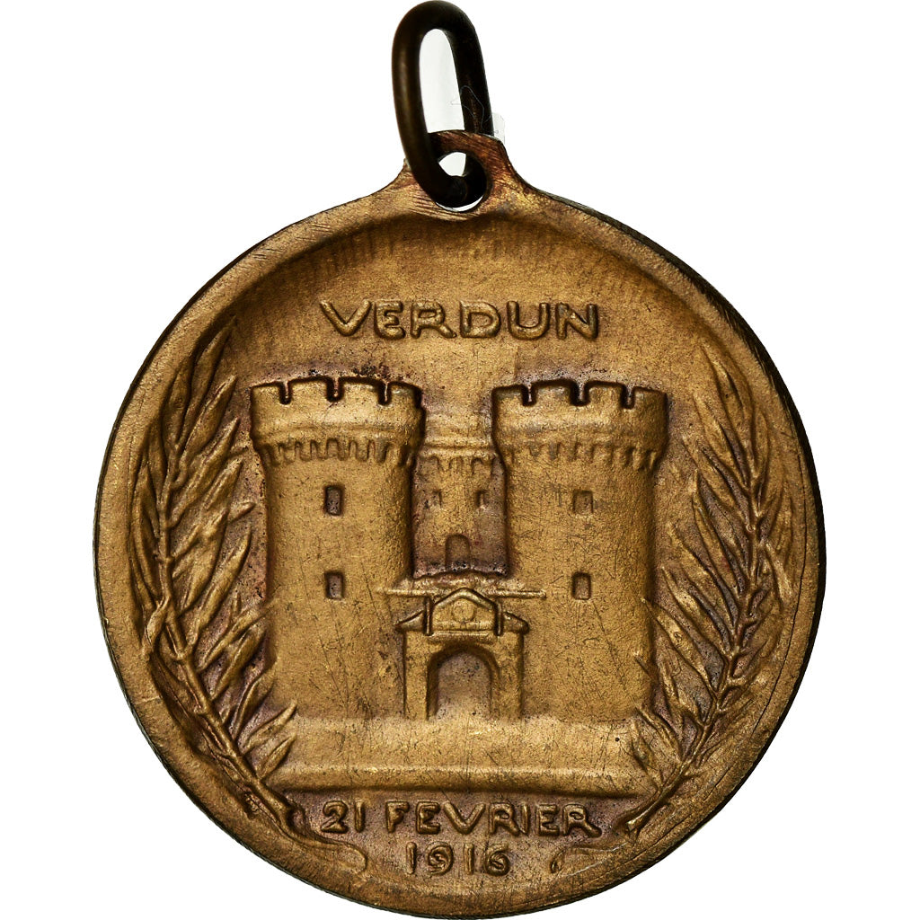 France, Medal, Verdun , On ne passe pas, 1916, Vernier, AU(55-58), Bronze