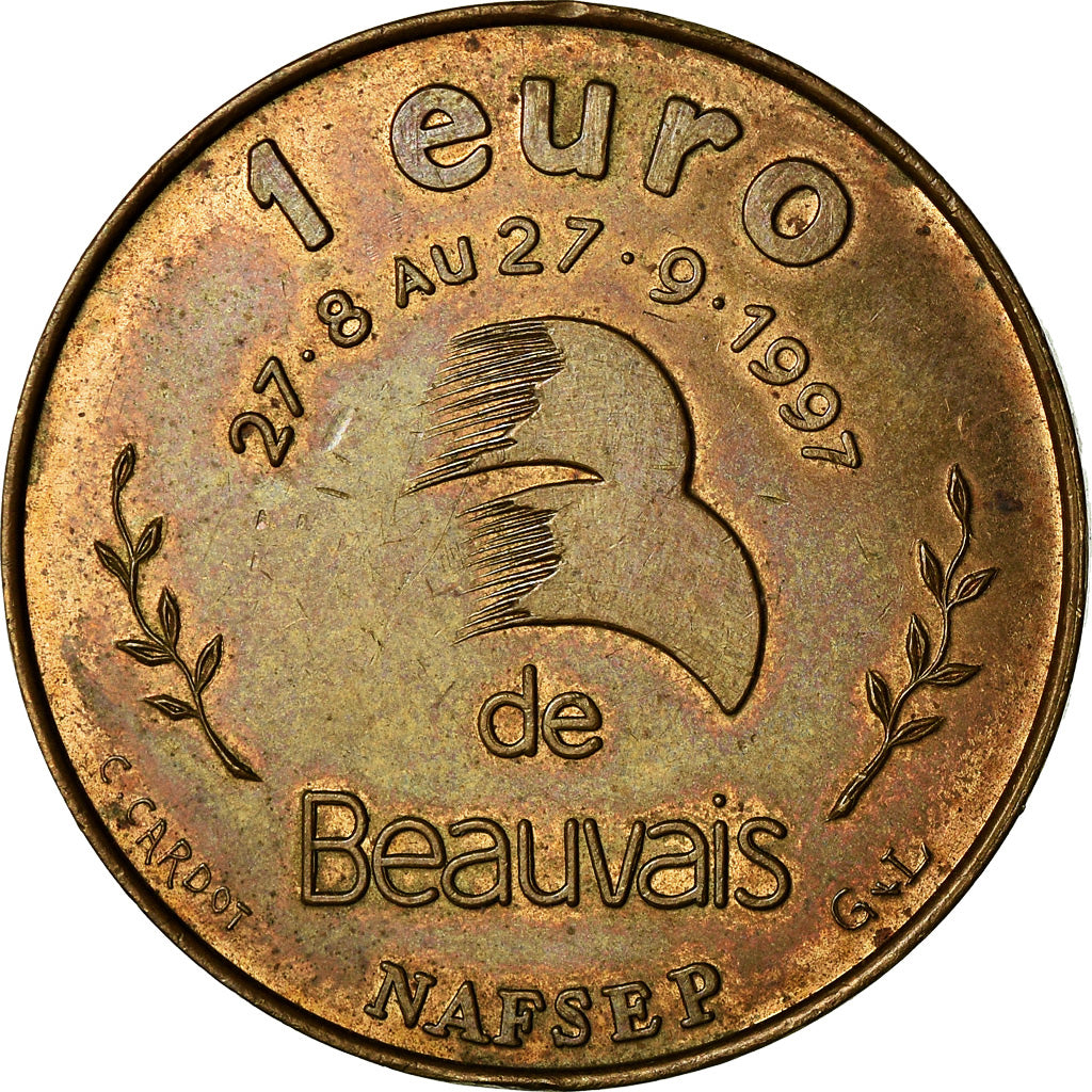 France, Token, 1 Euro de Beauvais, 1997, Cardot, MS(64), Copper