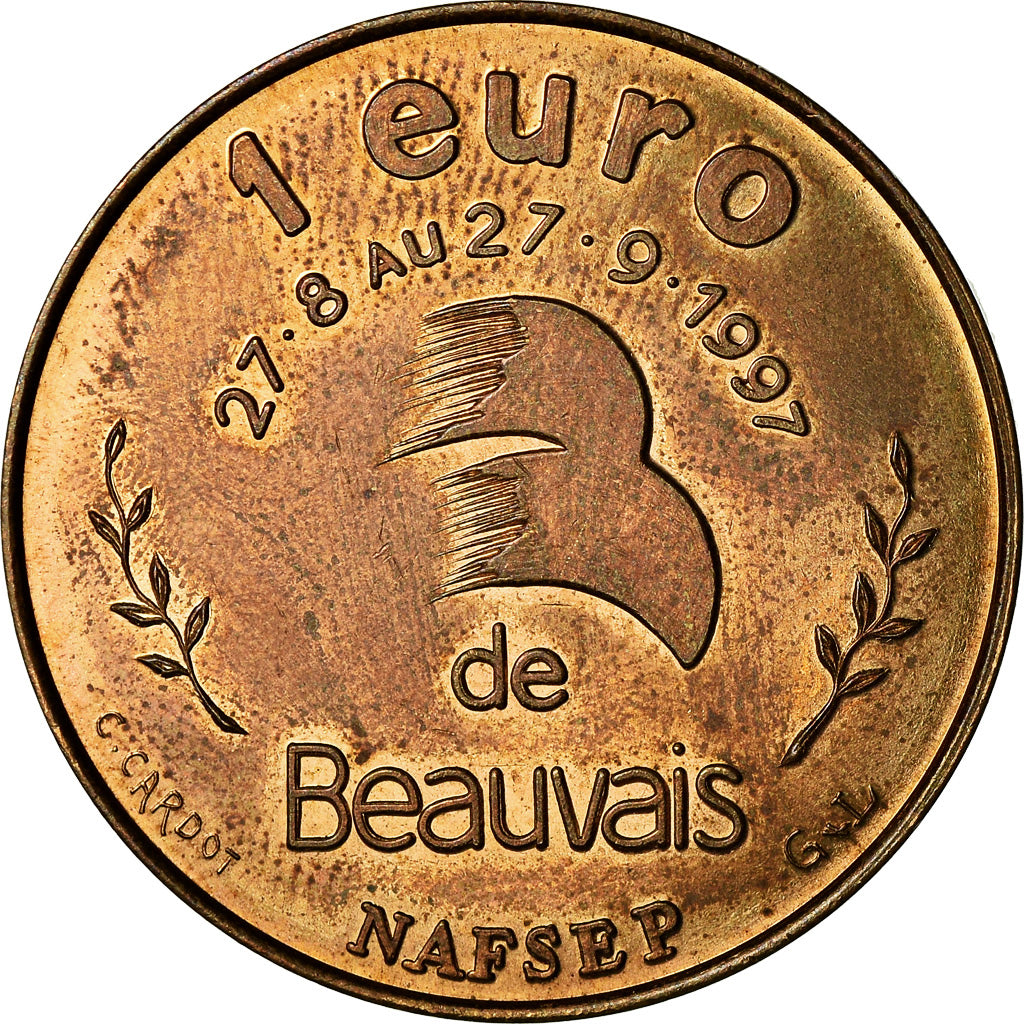 France, Token, 1 Euro de Beauvais, 1997, Cardot, MS(65-70), Copper