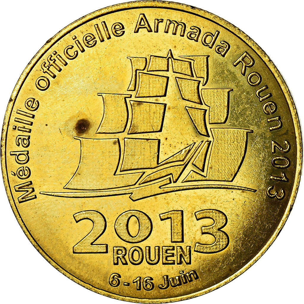 France, Token, Armada de Rouen, Shipping, 2013, MS(63), Copper Gilt