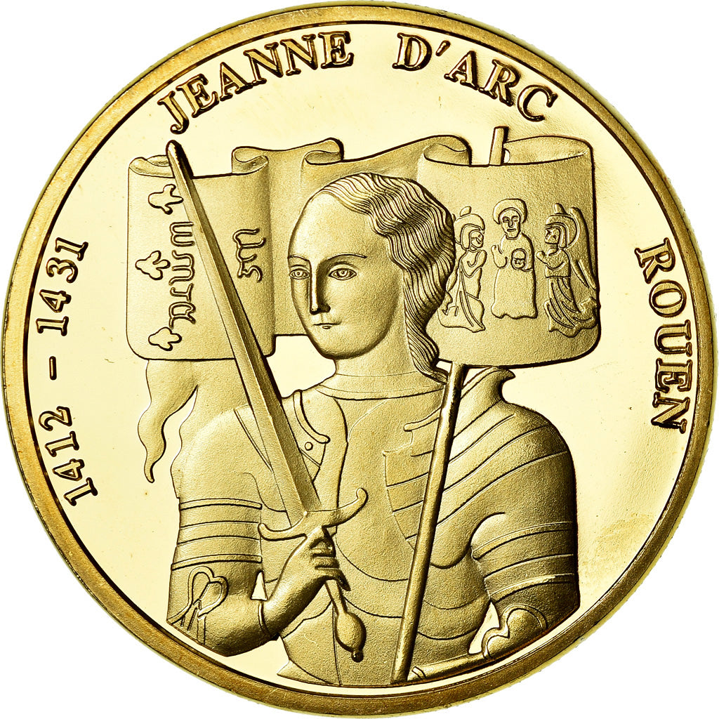 France, Token, Rouen - Jeanne d'Arc - 1412-1431, MS(65-70), Copper Gilt
