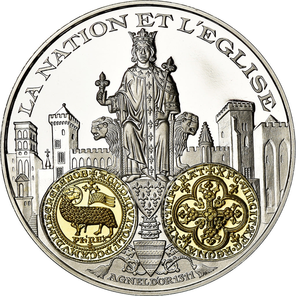 France, Medal, 2000 Ans d'Histoire Monétaire, Agnel d'Or, MS(65-70), Silver