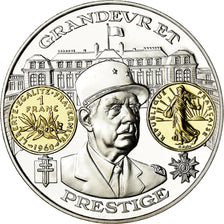 France, Medal, Histoire Monétaire, Franc Semeuse, De Gaulle, MS(65-70), Silver