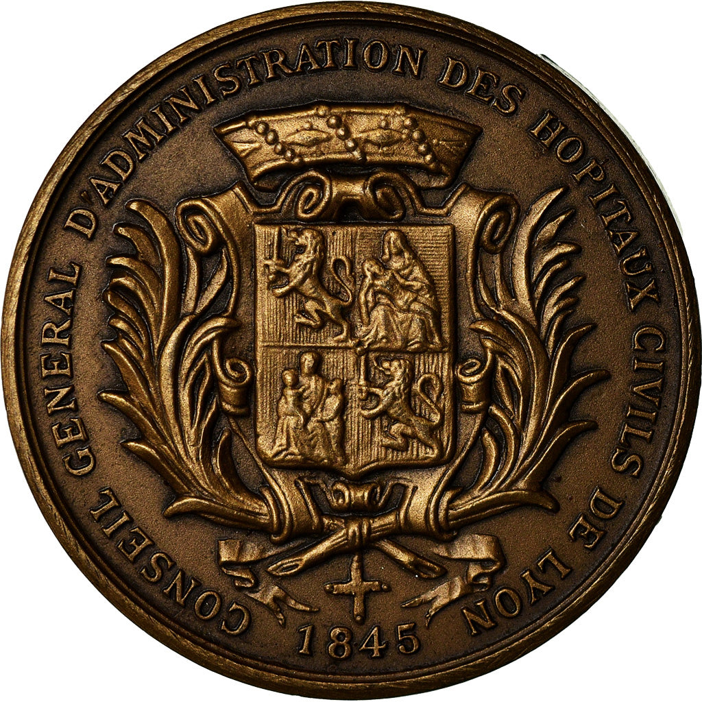 France, Medal, Hôpitaux Civils de Lyon, Childebert, Medicine, Schmitt, MS(64)