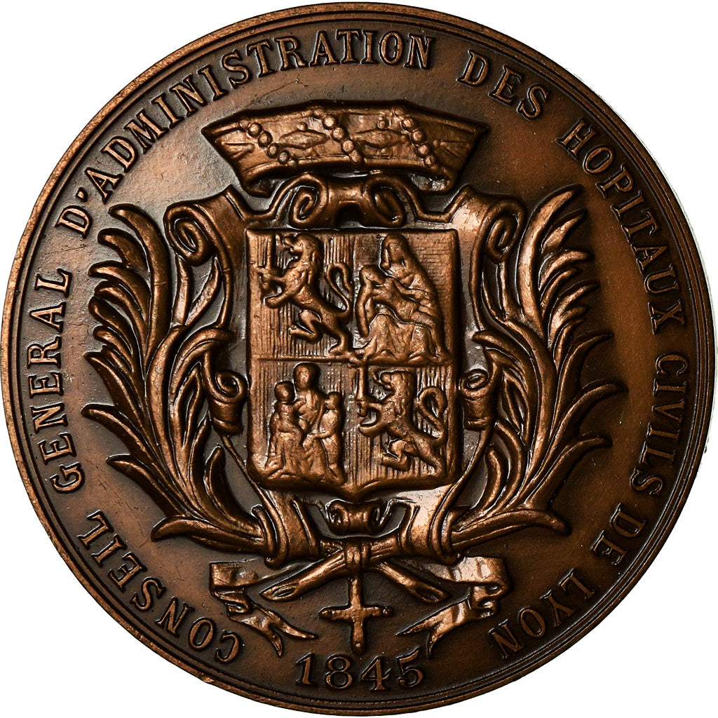 France, Medal, Hôpitaux Civils de Lyon, Childebert, Medicine, Schmitt, MS(64)