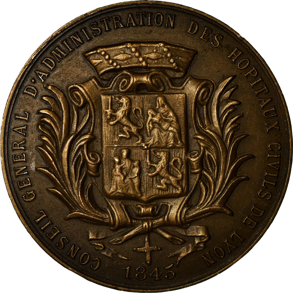 France, Medal, Hôpitaux Civils de Lyon, Childebert, Medicine, Schmitt, MS(63)