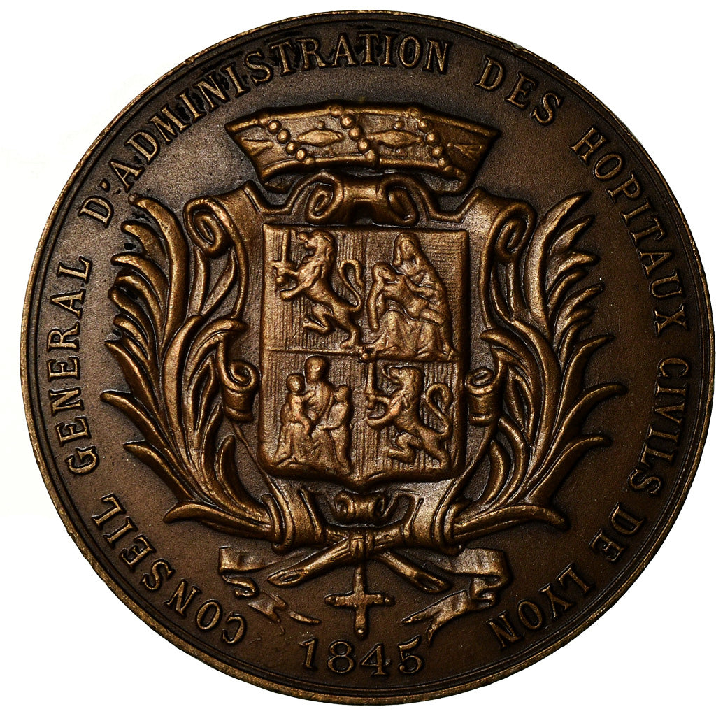 France, Medal, Hôpitaux Civils de Lyon, Childebert, Medicine, Schmitt, MS(63)