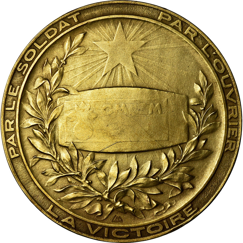 Francja, Medal, Aux Poilus d'Usine, La Victoire, Lordonnois, MS(63), Bronze