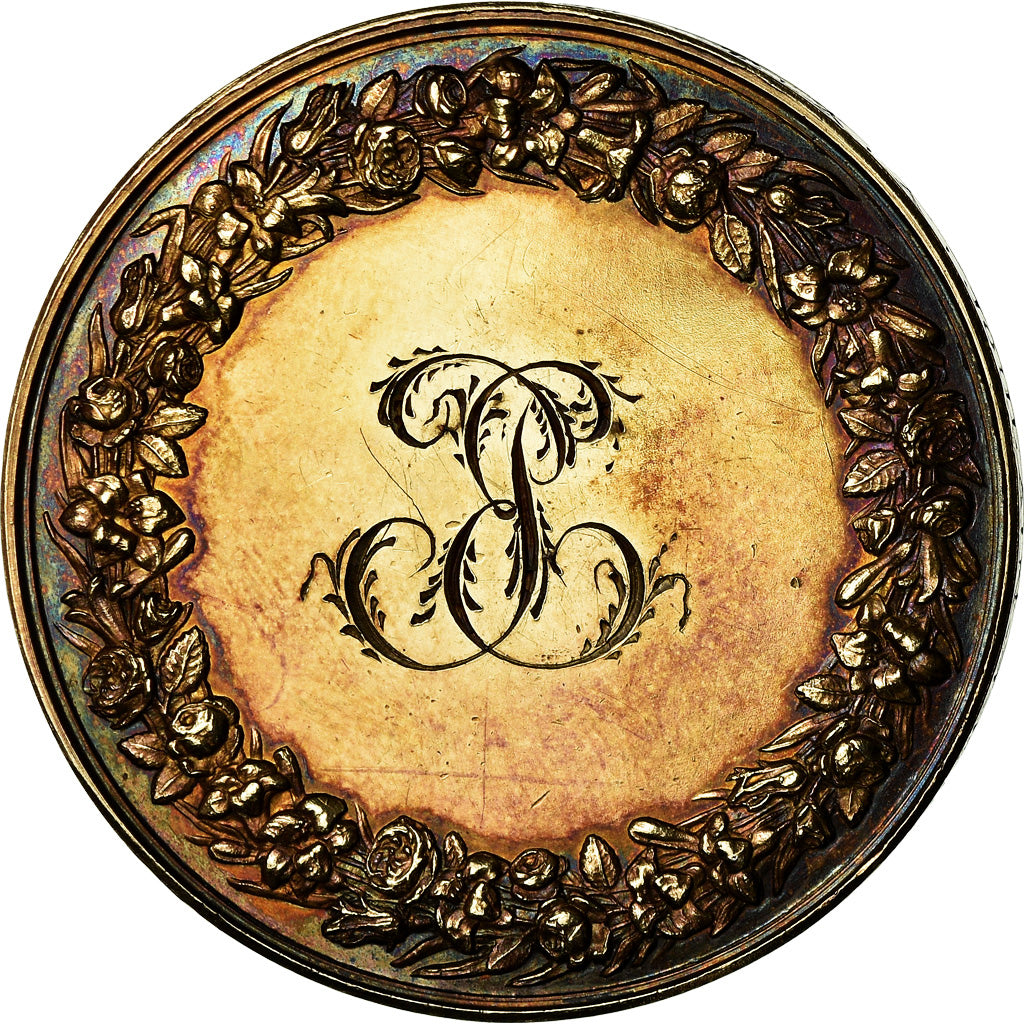 France, Médaille, Noces, Mariage, Religion, 1838, De Puymaurin, SPL, Vermeil