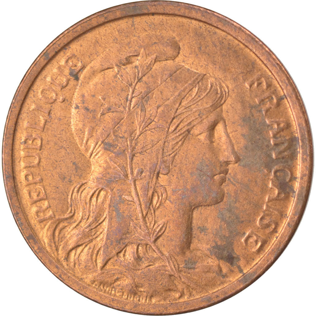 FRANCE, Dupuis, 2 Centimes, 1919, Paris, KM #841, AU(55-58), Bronze, 20.2,...