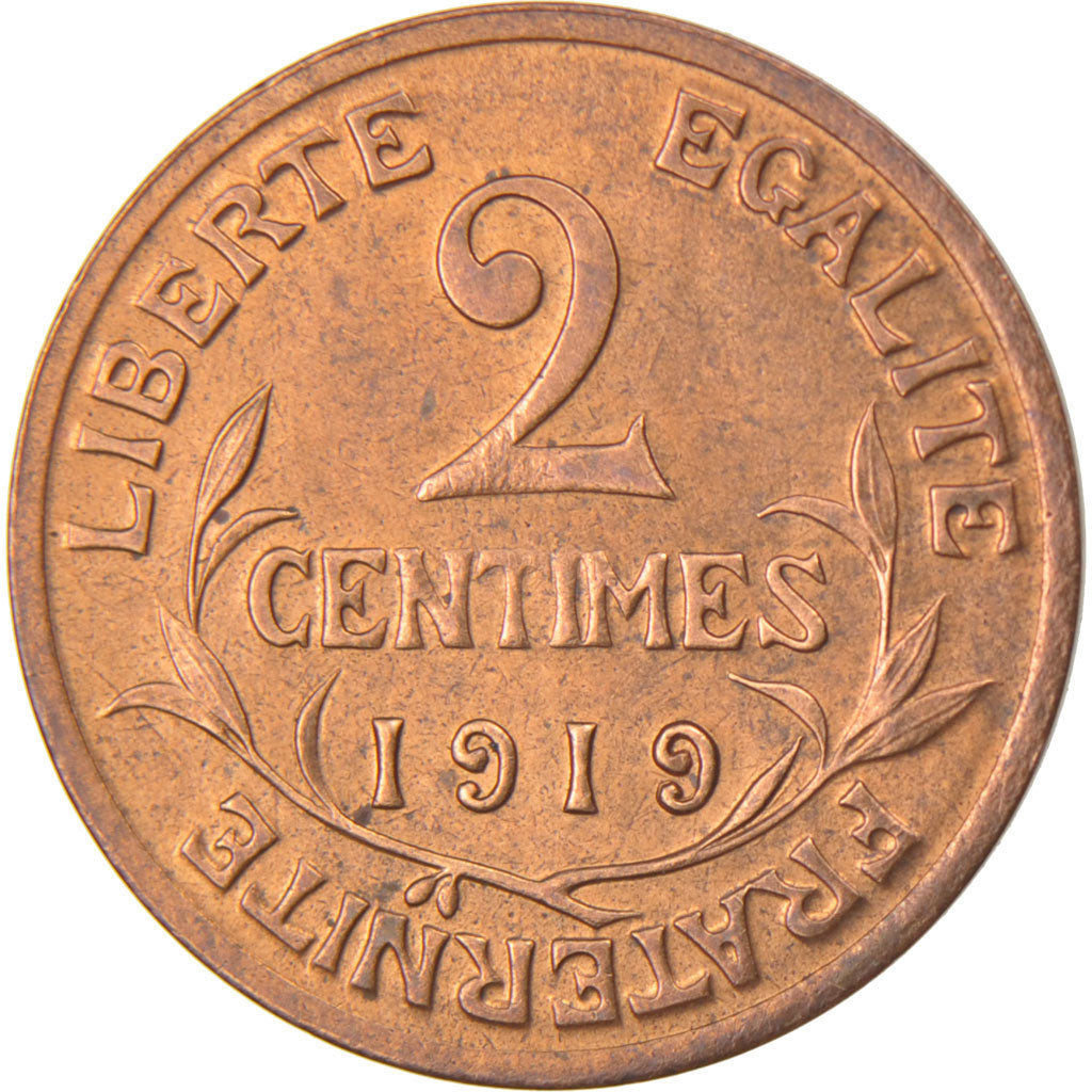 FRANCE, Dupuis, 2 Centimes, 1919, Paris, KM #841, AU(55-58), Bronze, 20.2,...
