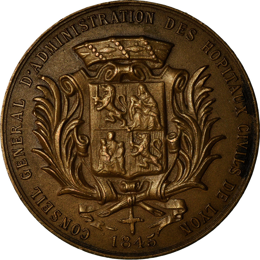 France, Medal, Hôpitaux Civils de Lyon, Childebert, Medicine, Schmitt, MS(63)