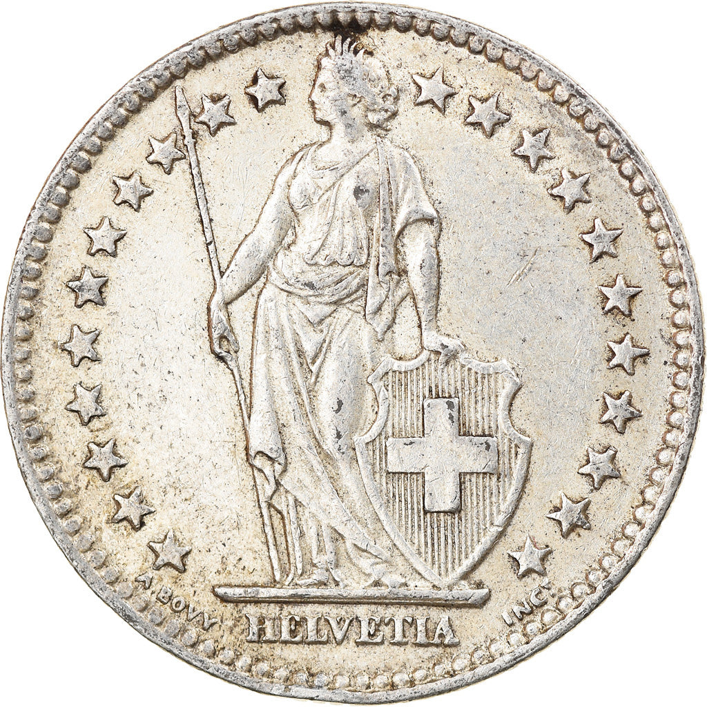 Coin, Switzerland, 2 Francs, 1955, Bern, EF(40-45), Silver, KM:21