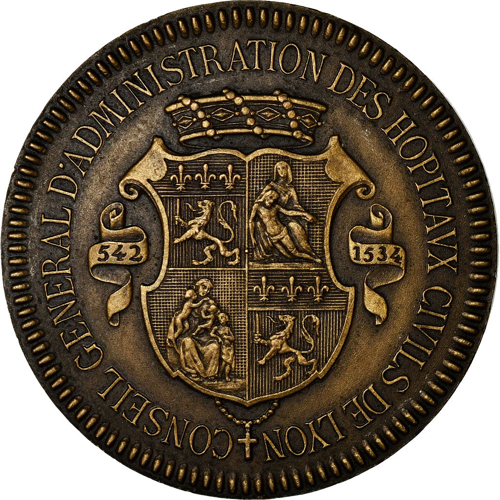 France, Medal, Hôpitaux Civils de Lyon, Childebert, Medicine, Dantzell, MS(63)