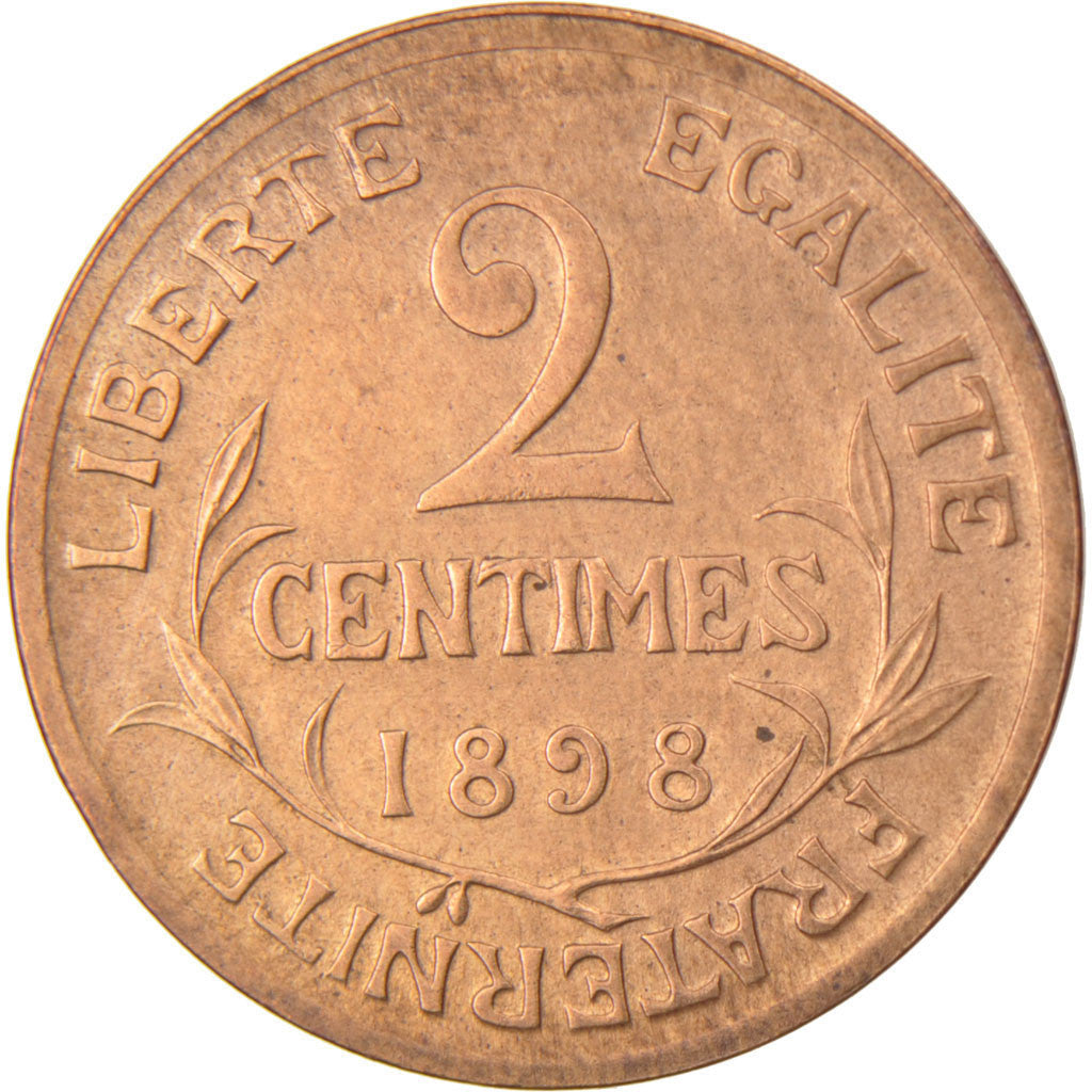 FRANCE, Dupuis, 2 Centimes, 1898, Paris, KM #841, AU(50-53), Bronze, 20.2,...